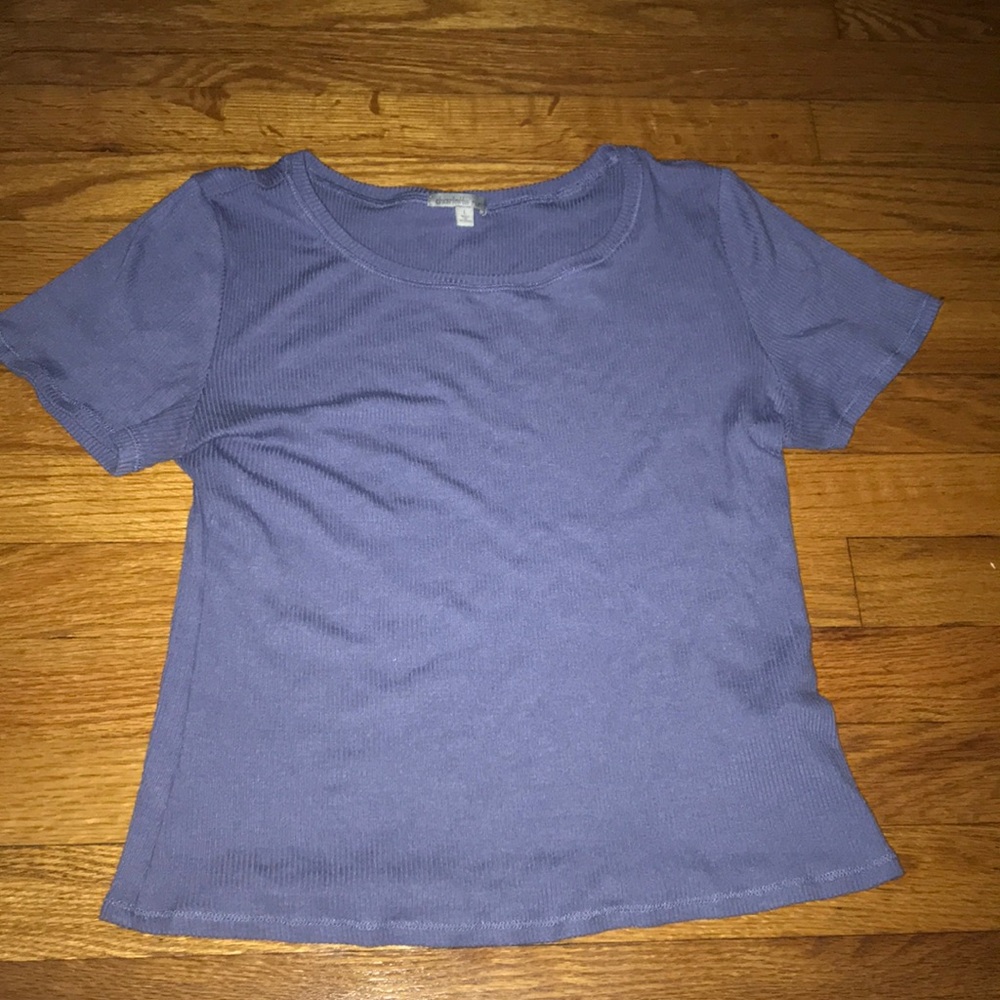 CHARLOTTE RUSSE BLUE RIBBED TEE (L)